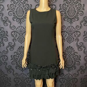 Teddy Rinascimento Italy Women’s Small Black Embellished Hem Midi Dress Zipper